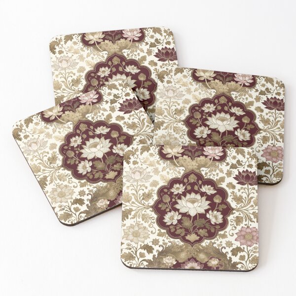 Item preview, Ornate Cream Brown Gold Damask Floral Pattern designed and sold by IntelliMindDesigns.