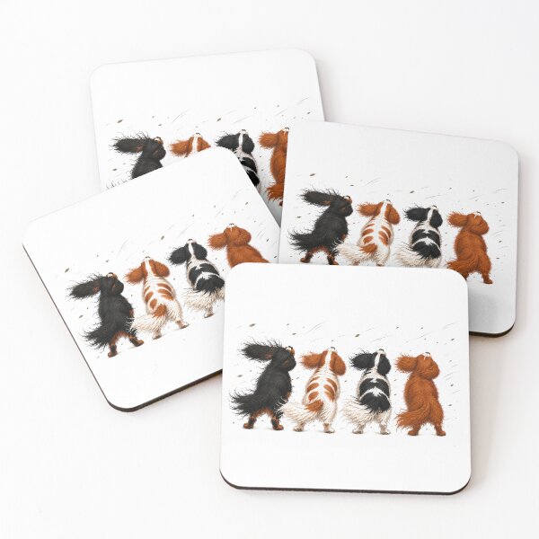 Item preview, Cavalier King Charles Spaniel Four Colors Walking in the Wind designed and sold by SakuraWaStyle.