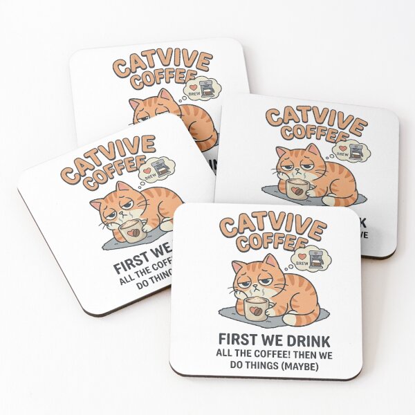 Item preview, First We Drink Coffee Cat Sticker - Funny Coffee Lover Gift designed and sold by BareCanvass.