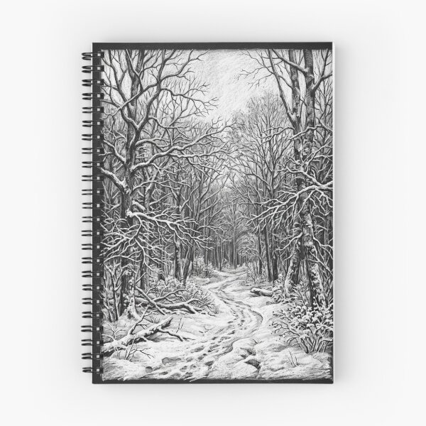 Item preview, SNOWY FOREST IN WINTER CHARCOAL DRAWING MYSTICAL LANDSCAPE designed and sold by Curiosiart.