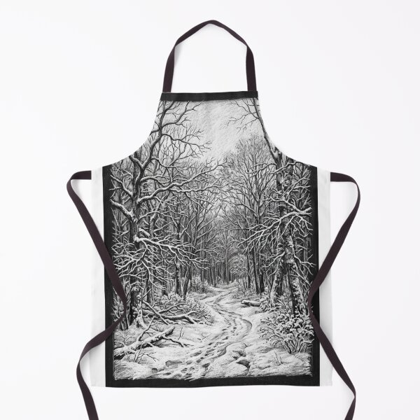 Item preview, SNOWY FOREST IN WINTER CHARCOAL DRAWING MYSTICAL LANDSCAPE designed and sold by Curiosiart.