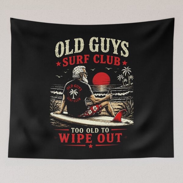 Item preview, Old Guys Surf Club Too Old To Wipe Out Retro Beach Surfer designed and sold by Ali-printshop.
