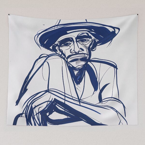 Item preview, Cape Verdean man, portrait - Blue Abstract Art designed and sold by shadow-bloom.