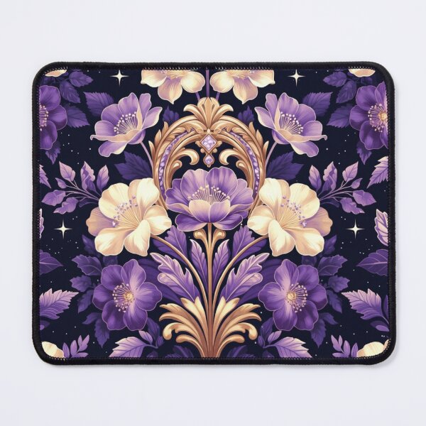 Item preview, Regal Purple White Floral Gold Seamless Pattern designed and sold by IntelliMindDesigns.