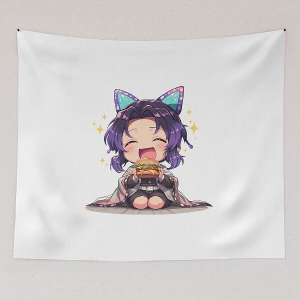 Item preview, Shinobu Kocho Demon Slayer Chibi Burger Butterfly Joy designed and sold by earlobejerk.