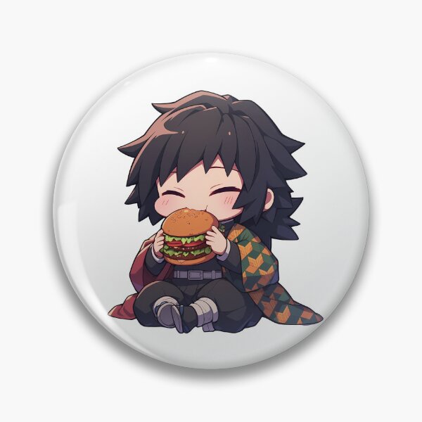 Item preview, Giyu Tomioka Demon Slayer Chibi Burger Calm Kawaii Mood designed and sold by earlobejerk.