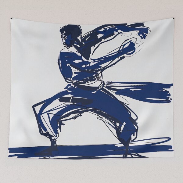 Item preview, Capoeira - Blue Abstract Art designed and sold by shadow-bloom.