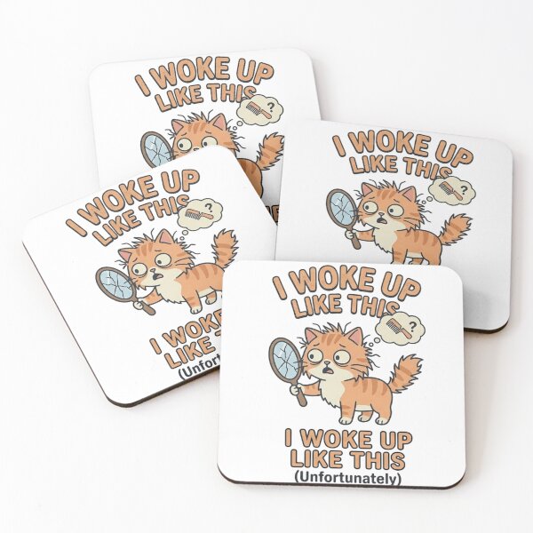 Item preview, Funny I Woke Up Like This Cat Sticker - Messy Hair Don't Care designed and sold by BareCanvass.