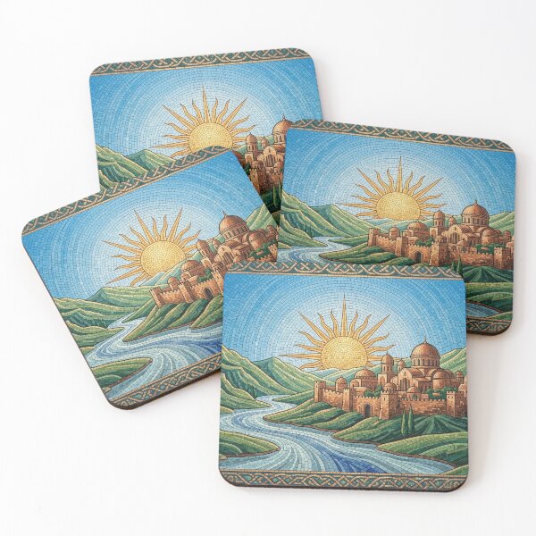 Item preview, Golden Sunrise Citadel Landscape Mosaic Art designed and sold by KCdS2026.