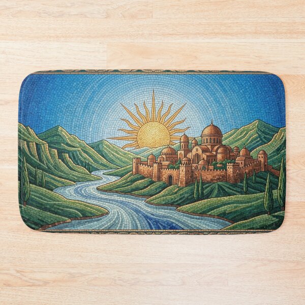 Item preview, Golden Sunrise Citadel Landscape Mosaic Art designed and sold by KCdS2026.