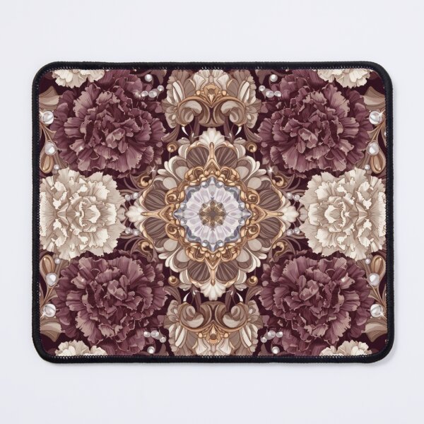 Item preview, Rich Burgundy Cream Floral Mandala Pattern designed and sold by IntelliMindDesigns.
