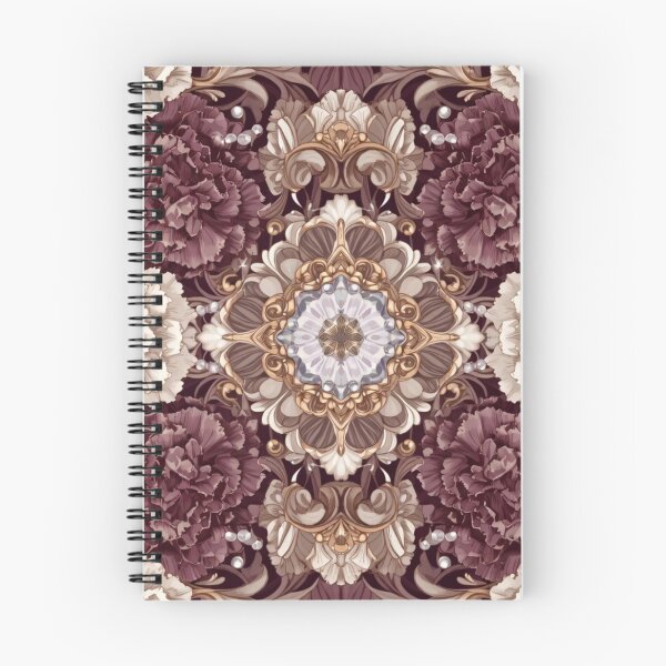 Item preview, Rich Burgundy Cream Floral Mandala Pattern designed and sold by IntelliMindDesigns.