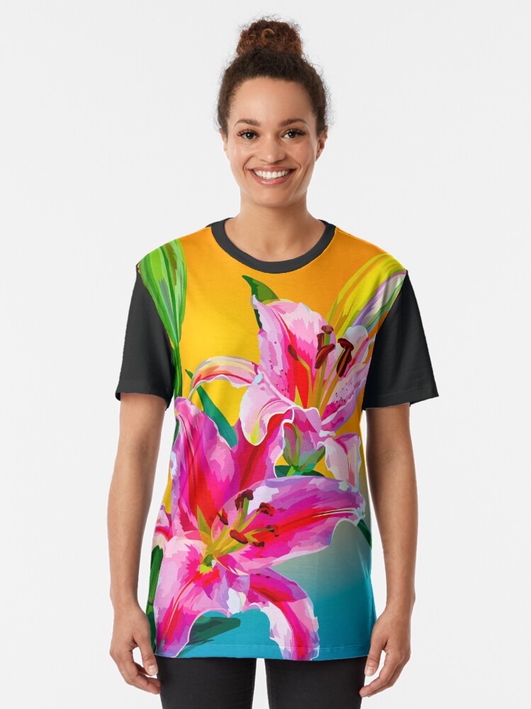 Alternate view of Tropical Floral Fantasy Graphic T-Shirt