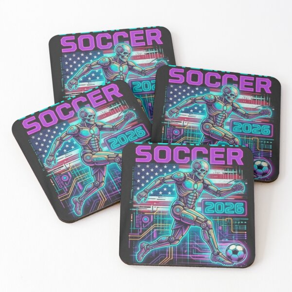Item preview, Cyberpunk Soccer 2026 USA World Cup Neon Robot Skeleton designed and sold by Dream Weave Studio.