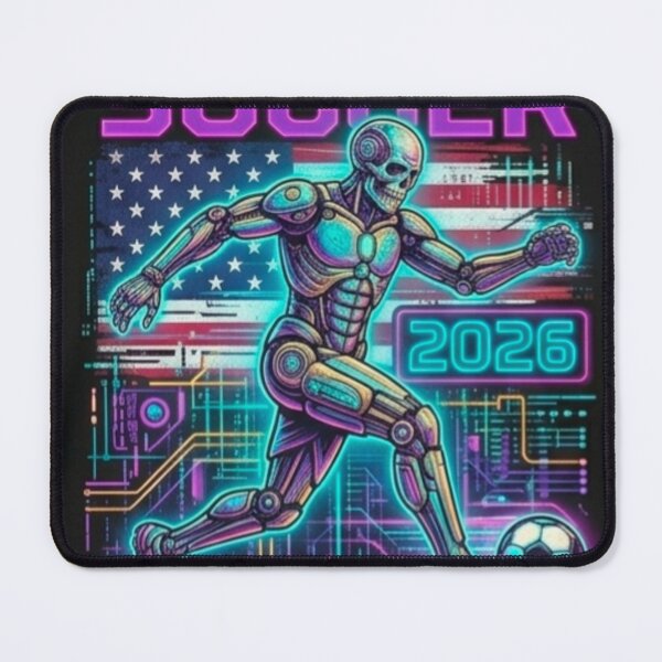 Item preview, Cyberpunk Soccer 2026 USA World Cup Neon Robot Skeleton designed and sold by Dream Weave Studio.