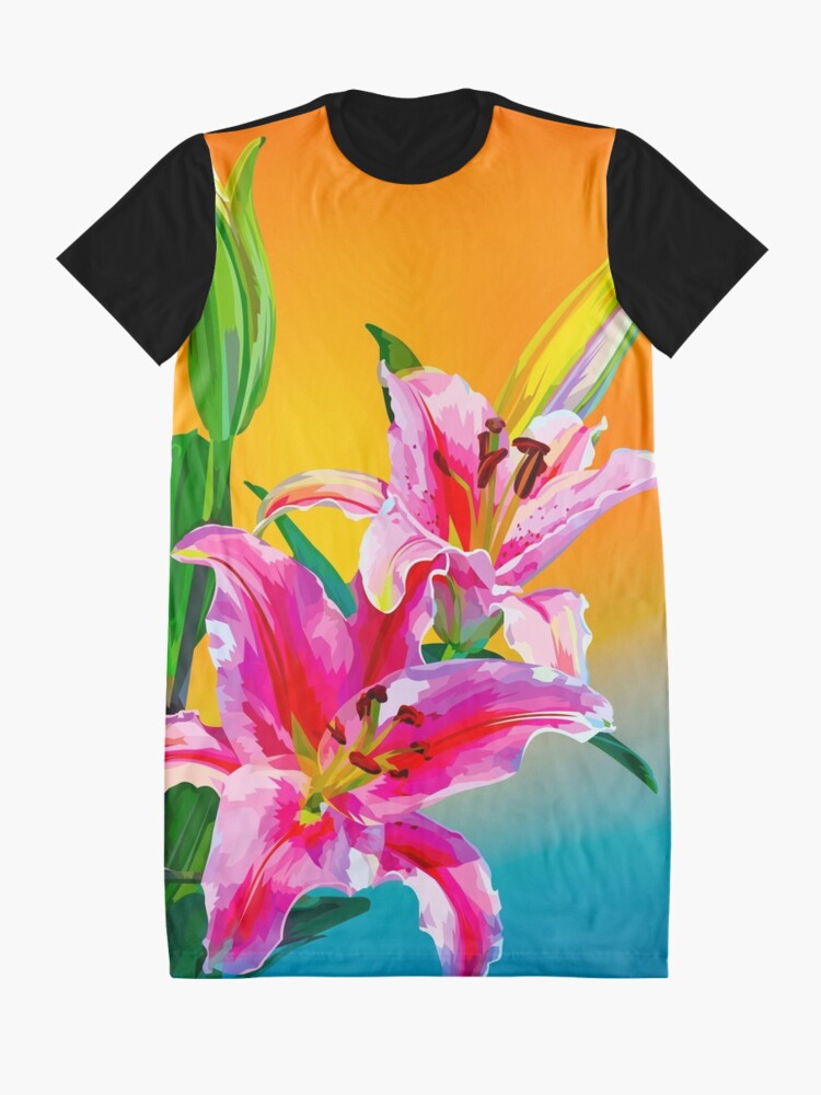 Alternate view of Tropical Floral Fantasy Graphic T-Shirt Dress