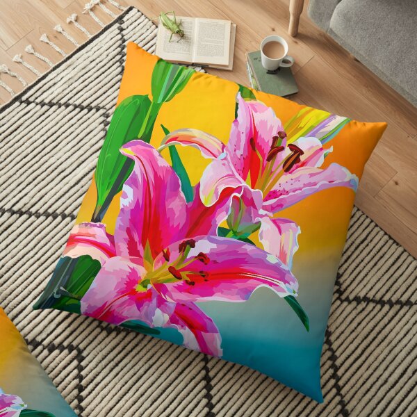 Tropical Floral Fantasy Floor Pillow