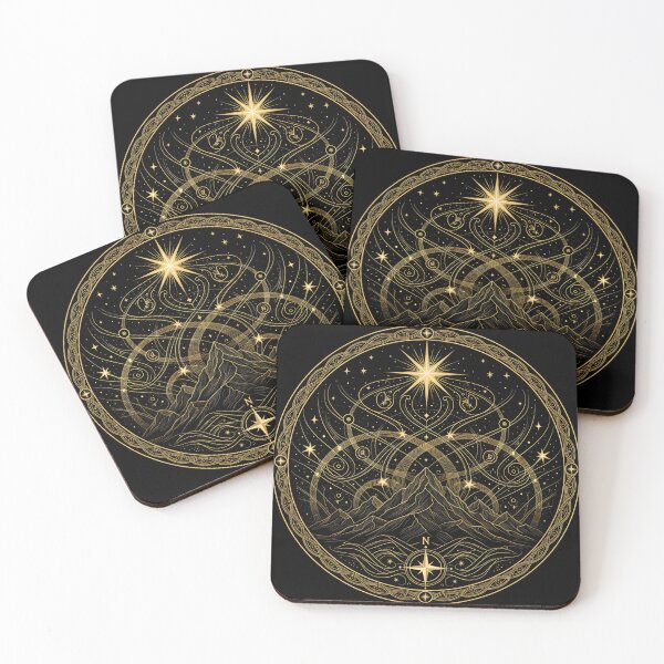 Item preview, Radiant North Star shining above mountain peaks designed and sold by Astravane Collective Co..