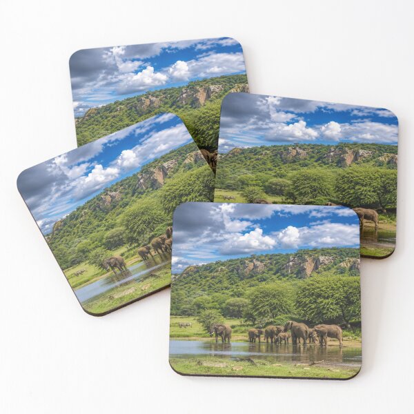 Item preview, Lush African Landscape with Elephants designed and sold by SavannaCanvas.