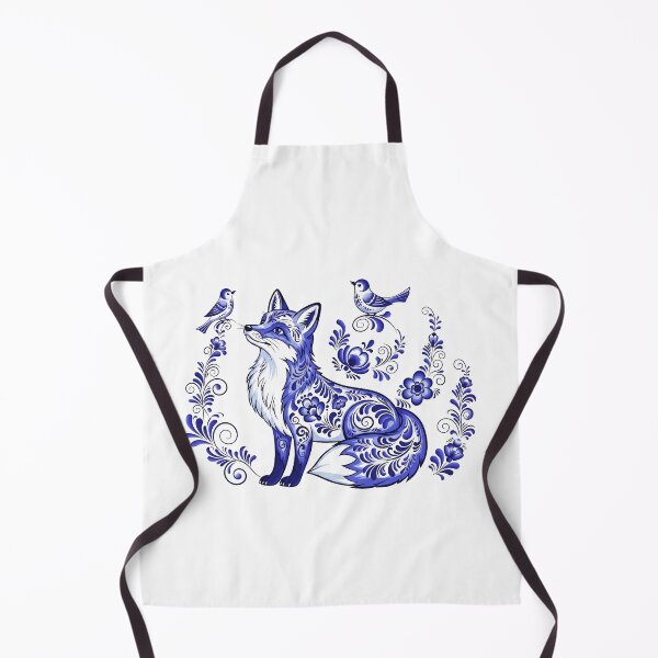 Item preview, Fox and birds with flowers. Blue pattern with curl and leafs designed and sold by LiluGross.