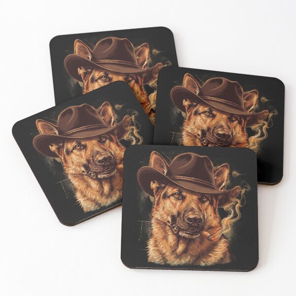 Item preview, German Shepherd Western Graphic Cowboy Dog Smoking designed and sold by Dabbing Turtle Designs.