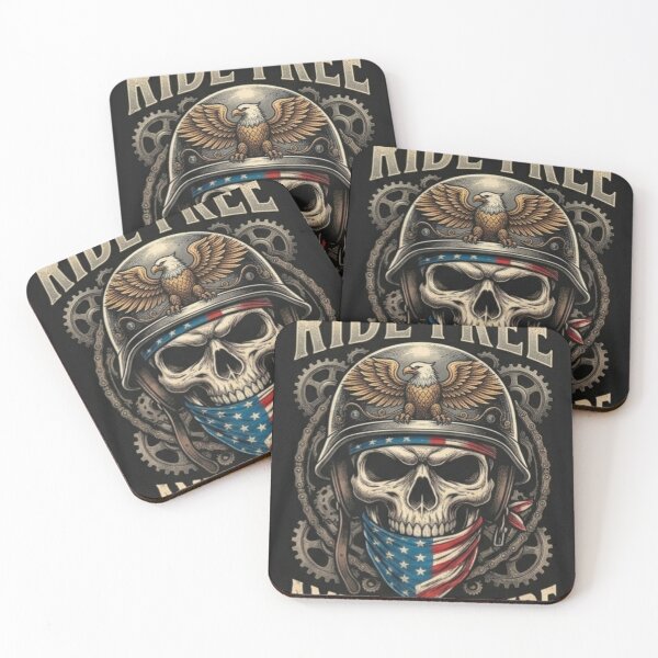 Item preview, Ride Free American Pride Vintage Biker Skull USA Flag designed and sold by Dream Weave Studio.