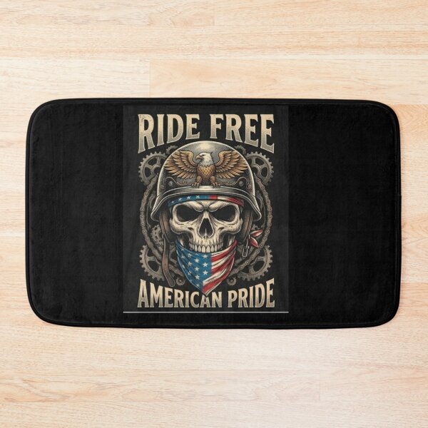 Item preview, Ride Free American Pride Vintage Biker Skull USA Flag designed and sold by Dream Weave Studio.
