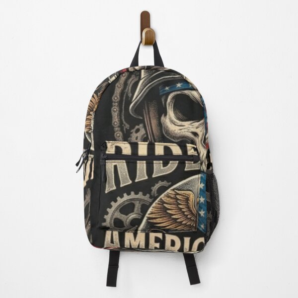 Item preview, Ride Free American Pride Vintage Biker Skull USA Flag designed and sold by Dream Weave Studio.
