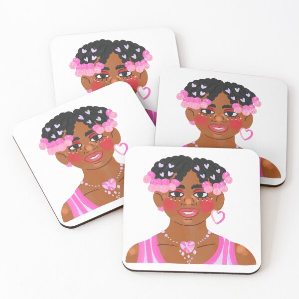 Item preview, Stylish Girl with Pink Hearts Illustration designed and sold by DailyDoodlesBySumbul.