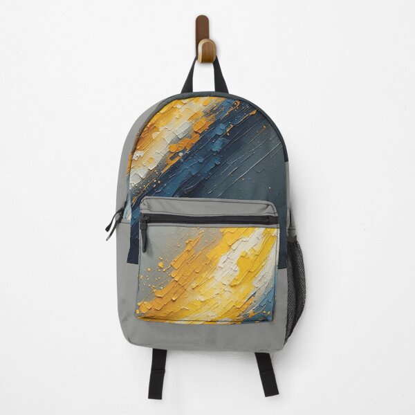 Item preview, Gold Blue Abstract Painting - Palette Knife Art Print designed and sold by MdfkSyndicate.
