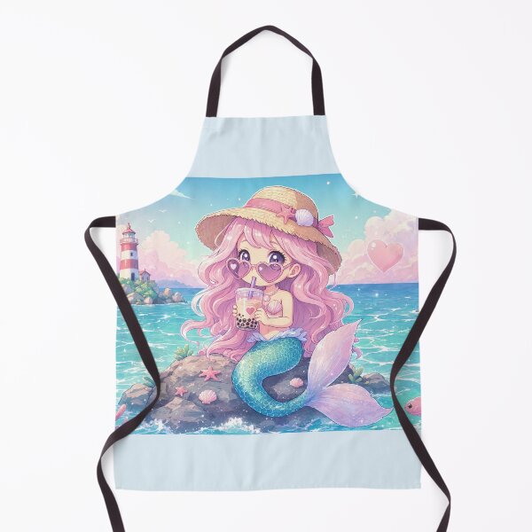 Item preview, Kawaii Anime Mermaid Drinking Boba Tea Summer Ocean Aesthetic designed and sold by jo-e-basta.