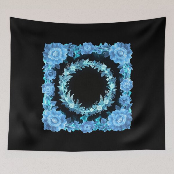 Item preview, Elegant Blue Floral Frame with Round Flower Wreath Botanical Art designed and sold by DervoTeck2767.