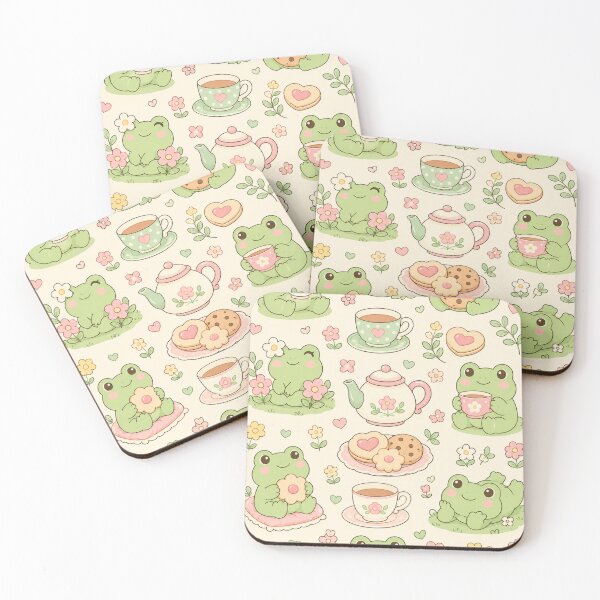Item preview, Frog Tea Party Kawaii Pattern designed and sold by Soft Berry Studio.