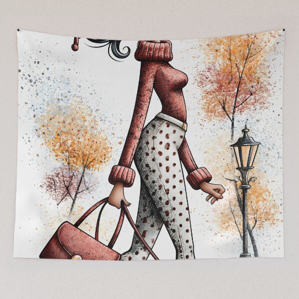 Item preview, Autumn Stroll with My Best Friend | Fashion Illustration designed and sold by UniqYou.