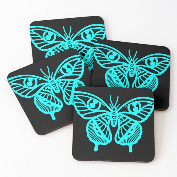 Item preview, Cyber Aesthetic Neon Turquoise Mystic Moth designed and sold by Ideniquo.