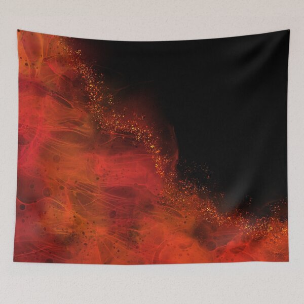 Item preview, Fiery Red Alcohol Ink Abstract Art on Black Background designed and sold by SweetLilith.