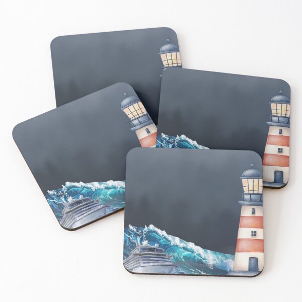 Item preview, Stormy Sea Lighthouse & Cruise Ship - Watercolor Aesthetic designed and sold by aliyeus.