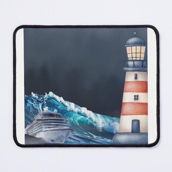 Item preview, Stormy Sea Lighthouse & Cruise Ship - Watercolor Aesthetic designed and sold by aliyeus.