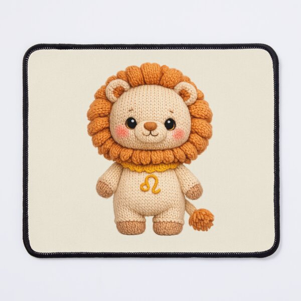 Item preview, Cute Leo Lion Plush Zodiac Nursery | Kawaii Knitted Astrology Art designed and sold by Moons Studio.