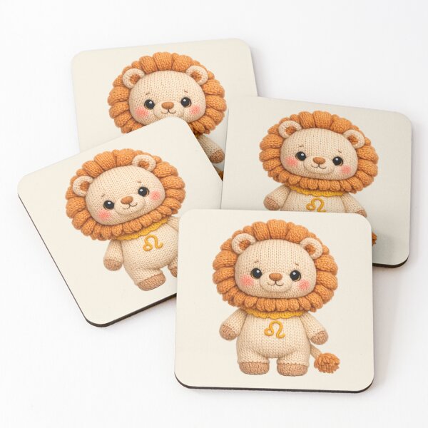 Item preview, Cute Leo Lion Plush Zodiac Nursery | Kawaii Knitted Astrology Art designed and sold by Moons Studio.