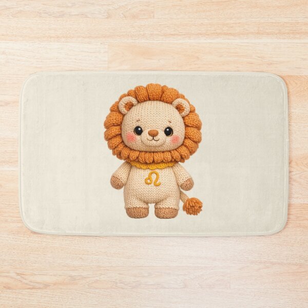 Item preview, Cute Leo Lion Plush Zodiac Nursery | Kawaii Knitted Astrology Art designed and sold by Moons Studio.