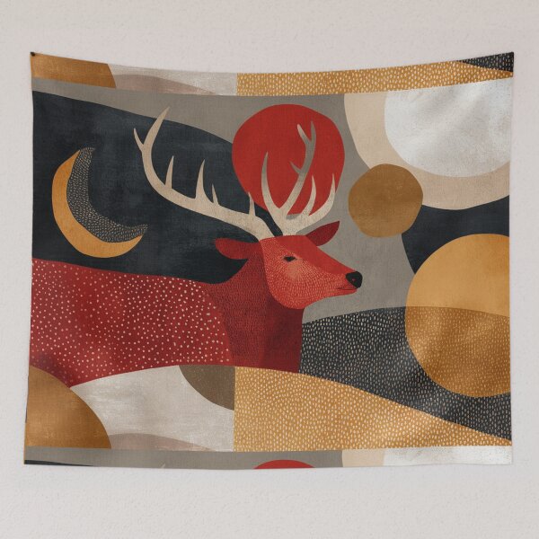 Item preview, Scandinavian Folk Art Woodland Animals Pattern | Nordic Forest Deer | Rustic Boho Nature Collage | Mid Century Modern Wall Art designed and sold by Babylone Art Design.