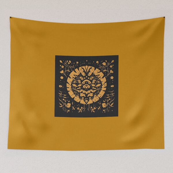 Item preview, Golden Sun Face Mandala - Sacred Art Print designed and sold by MdfkSyndicate.