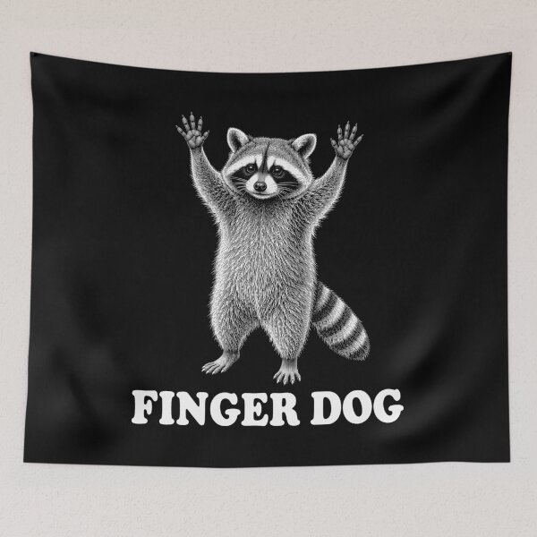 Item preview, Finger Dog Raccoon Mislabel Humor designed and sold by Victor Shadehorn.
