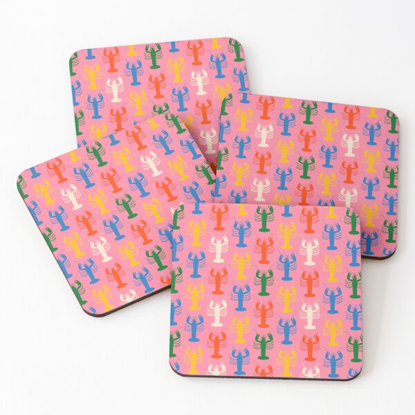 Item preview, Colorful Coastal Pop Lobsters Pattern on Pink designed and sold by kierkegaard.