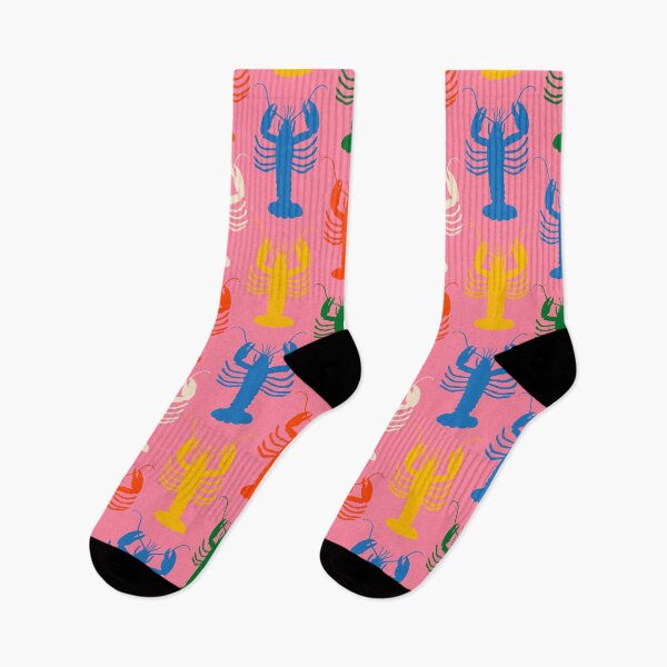 Item preview, Colorful Coastal Pop Lobsters Pattern on Pink designed and sold by kierkegaard.