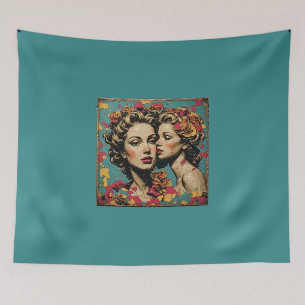 Item preview, Double Vision - Pop Art Women Floral Portrait Print designed and sold by MdfkSyndicate.