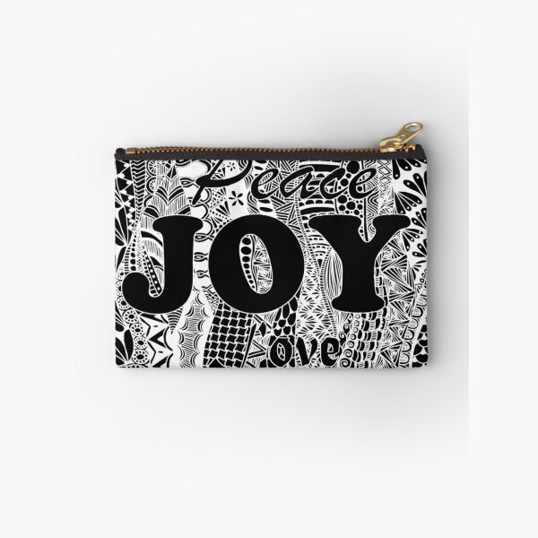 Item preview, Peace, Joy, Love, White Zentangle Design on Black Background  designed and sold by Mimsartprojects.