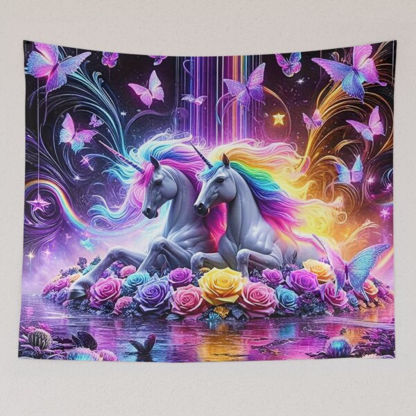 Item preview, Unicorn and butterflies floral Graphic Design designed and sold by INKRebelGraphic.