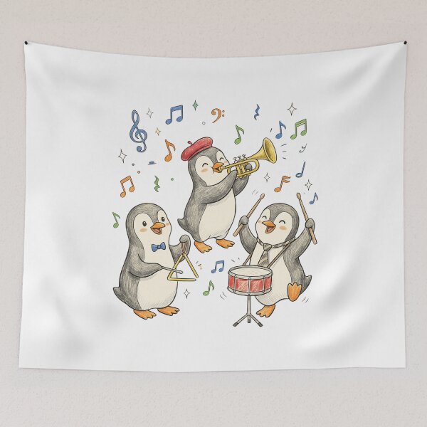 Item preview, Cute Penguins Music Concert - Little Animal Band designed and sold by TaiwanMemory.